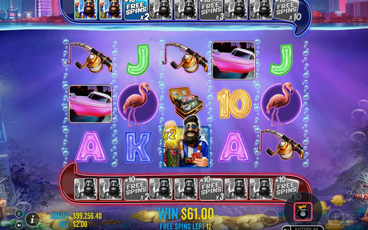 Free Spins med blå och röd mätare för Wild Fisherman